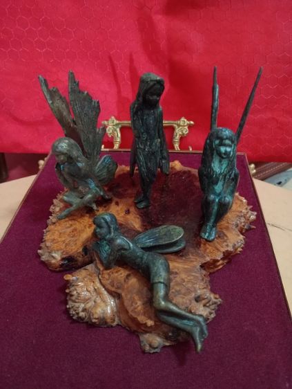 ฝรั่งเศส..ชุดนางฟ้า 4 ชิ้นเนื้อทองเหลืองสำริดเก่าโบราณสภาพเยี่ยม รูปที่ 11