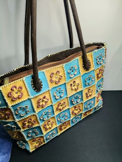 กระเป๋า โท้ทหนังกลับงาน Hand-stitched ดีไซน์ดอกไม้ 3D รูปที่ 13