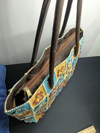 กระเป๋า โท้ทหนังกลับงาน Hand-stitched ดีไซน์ดอกไม้ 3D รูปที่ 10