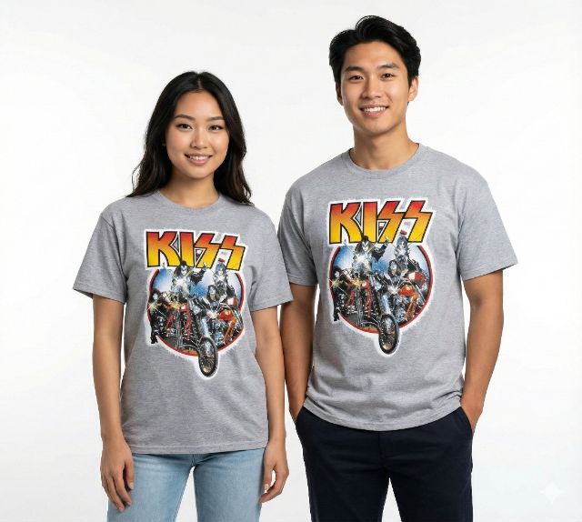 เทา แขนสั้น เสื้อทีเชิ้ต KISS Band T-Shirt – Gildan Ultra Cotton Size XL  285 THB Shipped