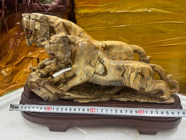 หินพิกเจอร์แจ๊สเปอร์แกะสลักเสือคู่ รูปที่ 2