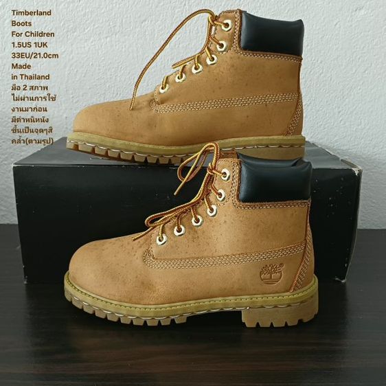 Timberland Boots For Children 33EU(21.0cm) Original ของแท้ มือ 2 สภาพใกล้เคียงของใหม่, รองเท้า Timberland หนังแท้ พื้นเต็ม มีตำหนิเล็กน้อย รูปที่ 2