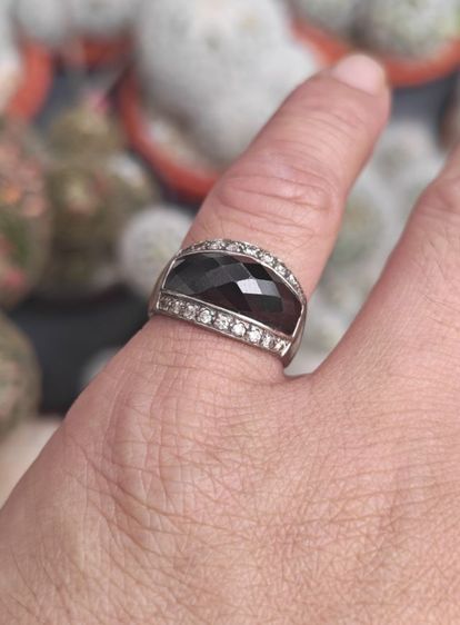 แหวนเงินแท้ หัวนิลฝังพลอย​ ราคาเบาๆครับ รูปที่ 9