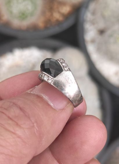 แหวนเงินแท้ หัวนิลฝังพลอย​ ราคาเบาๆครับ รูปที่ 3