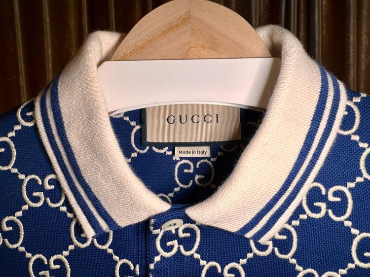 Gucci GG Monogram Polo Shirt – Navy Blue – Excellent Condition รูปที่ 3