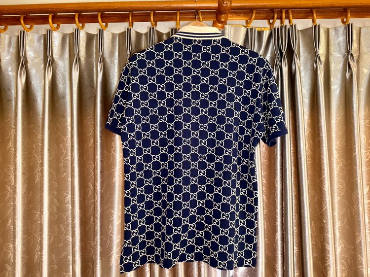 Gucci GG Monogram Polo Shirt – Navy Blue – Excellent Condition รูปที่ 2