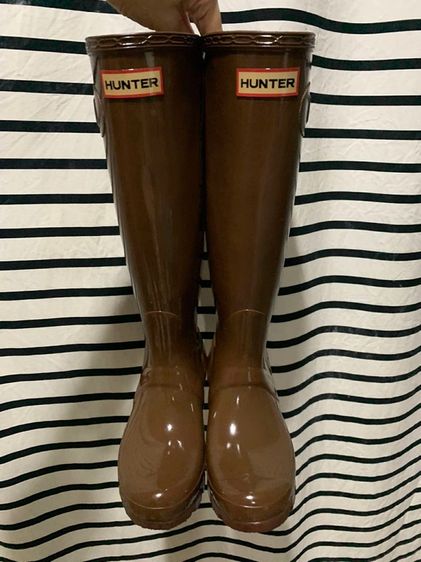 รองเท้าบูท  HUNTER  BOOTS (รุ่น Original Tall Gloss สีน้ำตาล ) ของแท้แน่นอน 