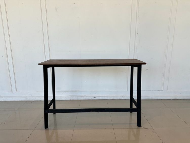 อื่นๆ โต๊ะบาร์ ท็อปไม้จริงสีน้ำตาล ขาเหล็กสีดำ