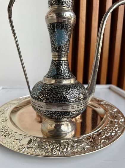 ชุดกาน้ำชา สไตล์ตุรกี ถาดเหล็ก ตัวกาและถ้วยน้ำชาทองเหลืองชุปฉลุลาย รูปที่ 8