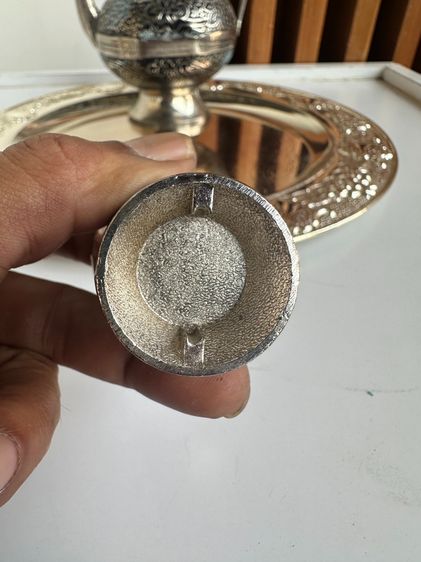 ชุดกาน้ำชา สไตล์ตุรกี ถาดเหล็ก ตัวกาและถ้วยน้ำชาทองเหลืองชุปฉลุลาย รูปที่ 18