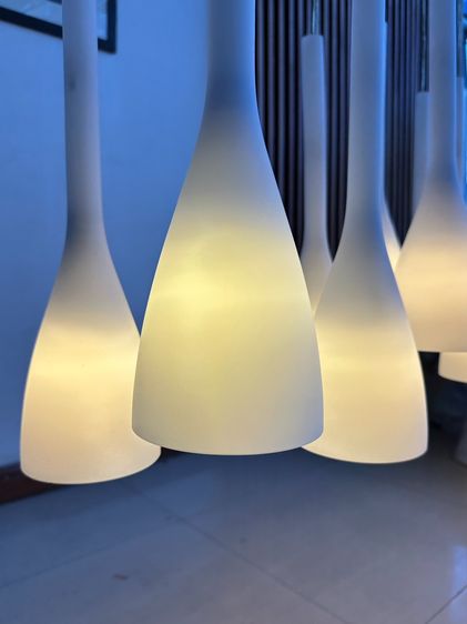 โคมไฟแขวน โคมแก้วทรงแชมเปญ สีขาว โครงเหล็ก สายไฟปรับระยะได้ รูปที่ 8