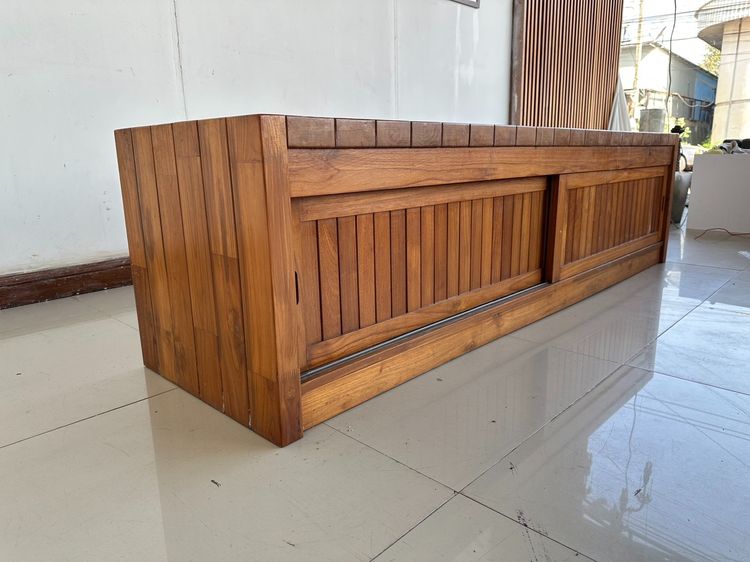 ตู้วางทีวีไม้สักทั้งตัว 2 บานเลื่อน สีน้ำตาล  รูปที่ 3