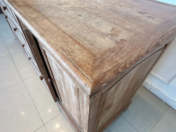 ตู้คอนโซลไม้สัก สไตล์วินเทจ 4 บานเปิด 4 ลิ้นชัก สีน้ำตาลลายไม้ รูปที่ 6