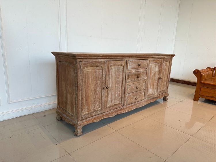 ตู้คอนโซลไม้สัก สไตล์วินเทจ 4 บานเปิด 4 ลิ้นชัก สีน้ำตาลลายไม้ รูปที่ 2