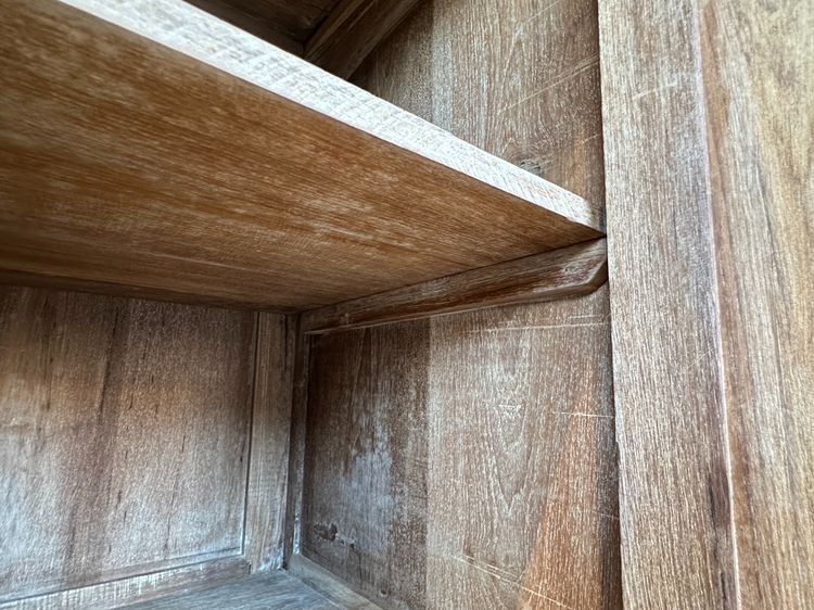 ตู้คอนโซลไม้สัก สไตล์วินเทจ 4 บานเปิด 4 ลิ้นชัก สีน้ำตาลลายไม้ รูปที่ 10