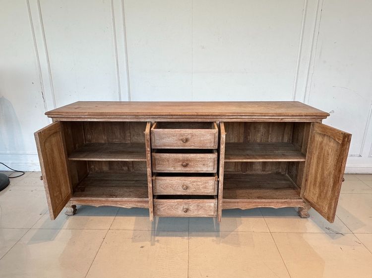 ตู้คอนโซลไม้สัก สไตล์วินเทจ 4 บานเปิด 4 ลิ้นชัก สีน้ำตาลลายไม้ รูปที่ 8