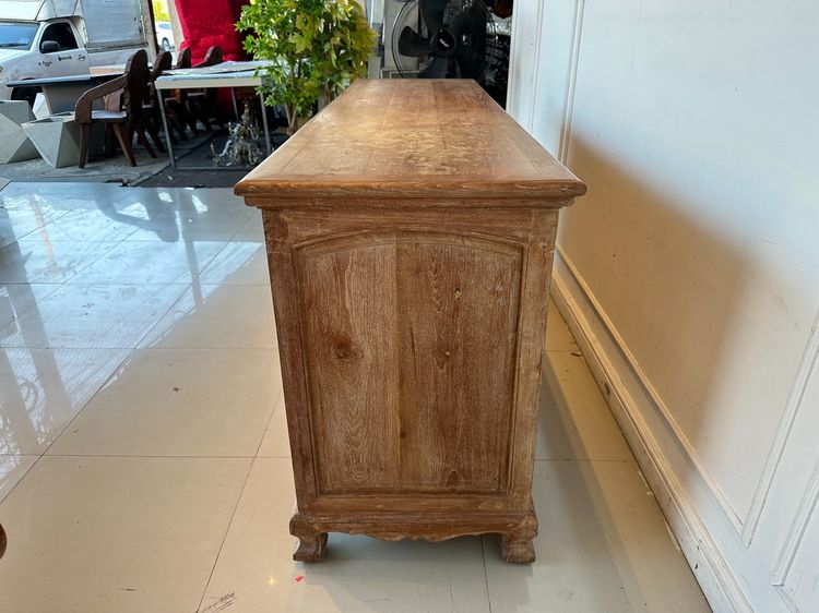 ตู้คอนโซลไม้สัก สไตล์วินเทจ 4 บานเปิด 4 ลิ้นชัก สีน้ำตาลลายไม้ รูปที่ 3