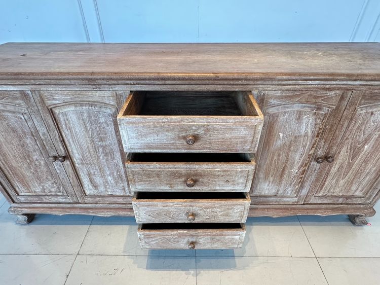 ตู้คอนโซลไม้สัก สไตล์วินเทจ 4 บานเปิด 4 ลิ้นชัก สีน้ำตาลลายไม้ รูปที่ 11