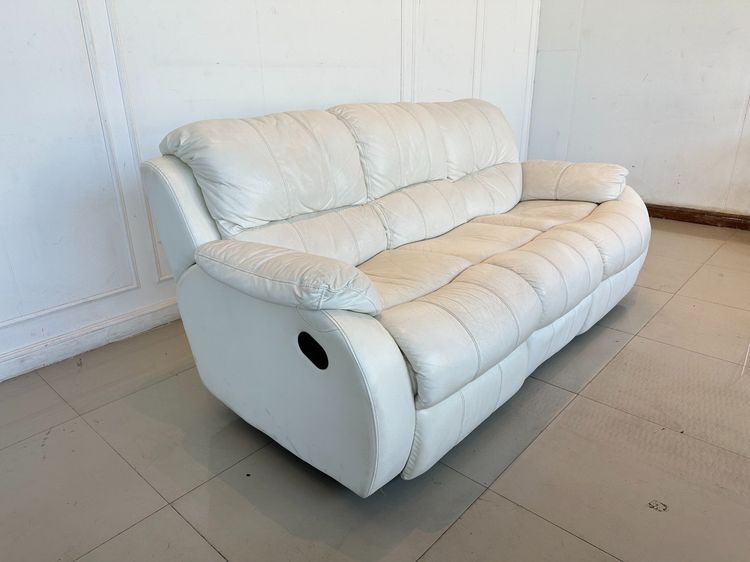 โซฟา 3 ที่นั่ง ปรับเอนนอนได้ เบาะหนังแท้ผิวสัมผัส รูปที่ 3