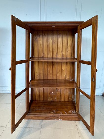 ตู้โชว์ไม้สัก 2 บานเปิด สไตล์วินเทจ รูปที่ 12