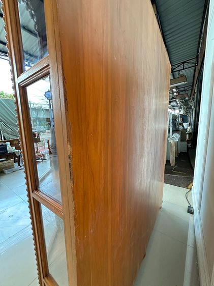 ตู้โชว์ไม้สัก 2 บานเปิด สไตล์วินเทจ ขากลึงกลม รูปที่ 5