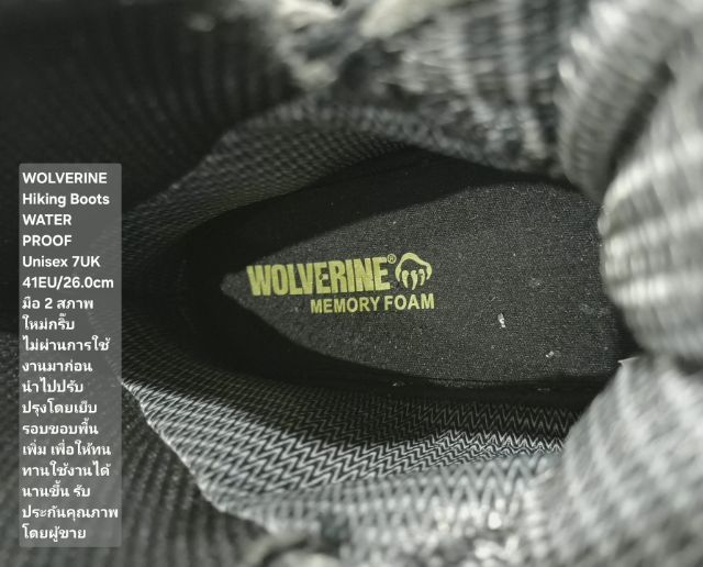 WOLVERINE Hiking Boots, WATERPROOF, Unisex 41EU(26.0cm) ของแท้ มือ 2 สภาพใกล้เคียงของใหม่, รองเท้า WOLVERINE เย็บรอบขอบพื้นเพิ่มให้ทนทานขึ้น รูปที่ 14