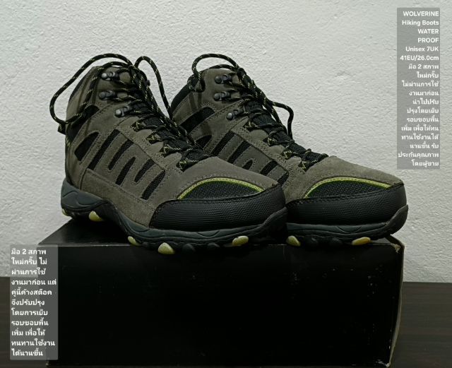WOLVERINE Hiking Boots, WATERPROOF, Unisex 41EU(26.0cm) ของแท้ มือ 2 สภาพใกล้เคียงของใหม่, รองเท้า WOLVERINE เย็บรอบขอบพื้นเพิ่มให้ทนทานขึ้น รูปที่ 4
