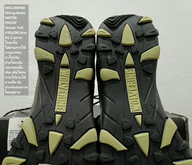 WOLVERINE Hiking Boots, WATERPROOF, Unisex 41EU(26.0cm) ของแท้ มือ 2 สภาพใกล้เคียงของใหม่, รองเท้า WOLVERINE เย็บรอบขอบพื้นเพิ่มให้ทนทานขึ้น รูปที่ 9