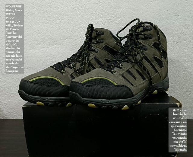 WOLVERINE Hiking Boots, WATERPROOF, Unisex 41EU(26.0cm) ของแท้ มือ 2 สภาพใกล้เคียงของใหม่, รองเท้า WOLVERINE เย็บรอบขอบพื้นเพิ่มให้ทนทานขึ้น รูปที่ 5