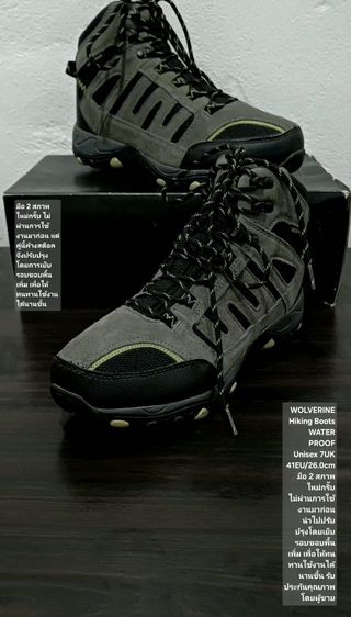 WOLVERINE Hiking Boots, WATERPROOF, Unisex 41EU(26.0cm) ของแท้ มือ 2 สภาพใกล้เคียงของใหม่, รองเท้า WOLVERINE เย็บรอบขอบพื้นเพิ่มให้ทนทานขึ้น