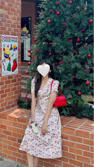 ชุดเดรสยาวสีขาวแดง แบรนด์ Pomelo รูปที่ 3