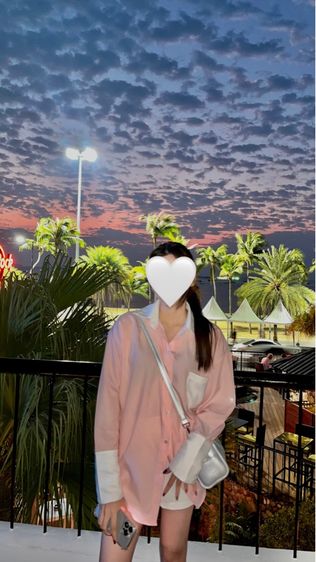 เสื้อเชิ้ตแขนยาวลายทางชมพูขาว รูปที่ 3