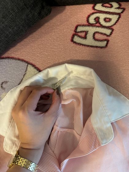 เสื้อเชิ้ตแขนยาวลายทางชมพูขาว รูปที่ 2