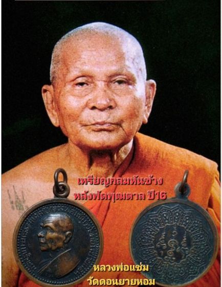 เหรียญกลมหันข้าง ปี16 หลวงพ่อแช่ม วัดดอนยายหอม หลังพัตรพุฒตาล