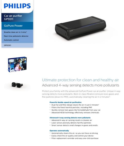 เครื่องฟอก รถยนต์ Philips GP9000 ขจัด 125 มลพิษท้องถนน ใน 2 นาที มีจอแสดง PM และสารพิษในอากาศ รูปที่ 16