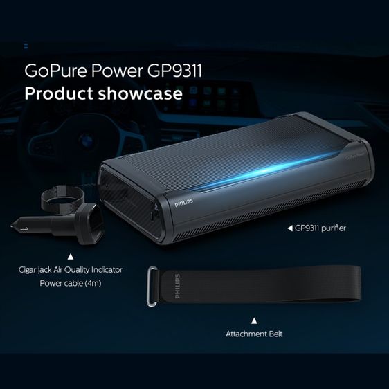 เครื่องฟอก รถยนต์ Philips GP9000 ขจัด 125 มลพิษท้องถนน ใน 2 นาที มีจอแสดง PM และสารพิษในอากาศ รูปที่ 3