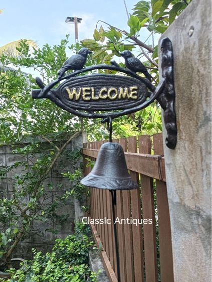 ระฆัง WELCOME นกคู่ เหล็กหล่อสะสม