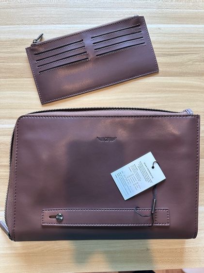 กระเป๋าคลัทช์ Gian Ferrente หนังแท้ สีน้ำตาล รูปที่ 6