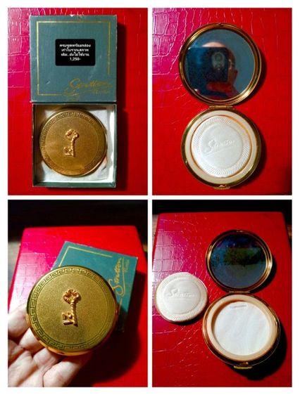 อังกฤษ..ตลับแป้งเนื้อทองเหลืองเก่าโบราณงานอังกฤษสภาพเยี่ยม รูปที่ 5