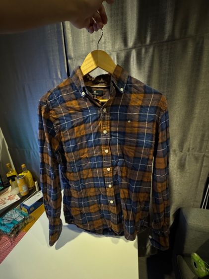 M อื่นๆ เสื้อเชิ้ตแขนยาว ROYAL IVY REGATTA (แบรนด์เนม) ลายสก็อต สีน้ำตาล-น้ำเงิน