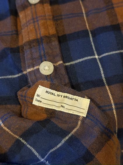 เสื้อเชิ้ตแขนยาว ROYAL IVY REGATTA (แบรนด์เนม) ลายสก็อต สีน้ำตาล-น้ำเงิน รูปที่ 9
