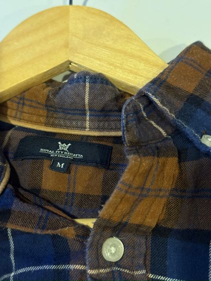 เสื้อเชิ้ตแขนยาว ROYAL IVY REGATTA (แบรนด์เนม) ลายสก็อต สีน้ำตาล-น้ำเงิน รูปที่ 5