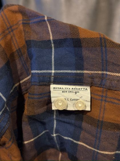 เสื้อเชิ้ตแขนยาว ROYAL IVY REGATTA (แบรนด์เนม) ลายสก็อต สีน้ำตาล-น้ำเงิน รูปที่ 6