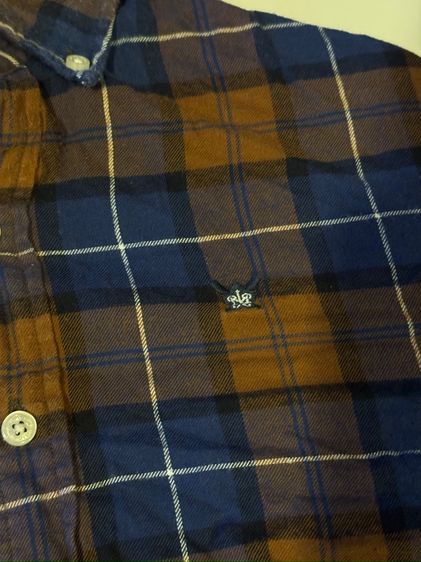 เสื้อเชิ้ตแขนยาว ROYAL IVY REGATTA (แบรนด์เนม) ลายสก็อต สีน้ำตาล-น้ำเงิน รูปที่ 4