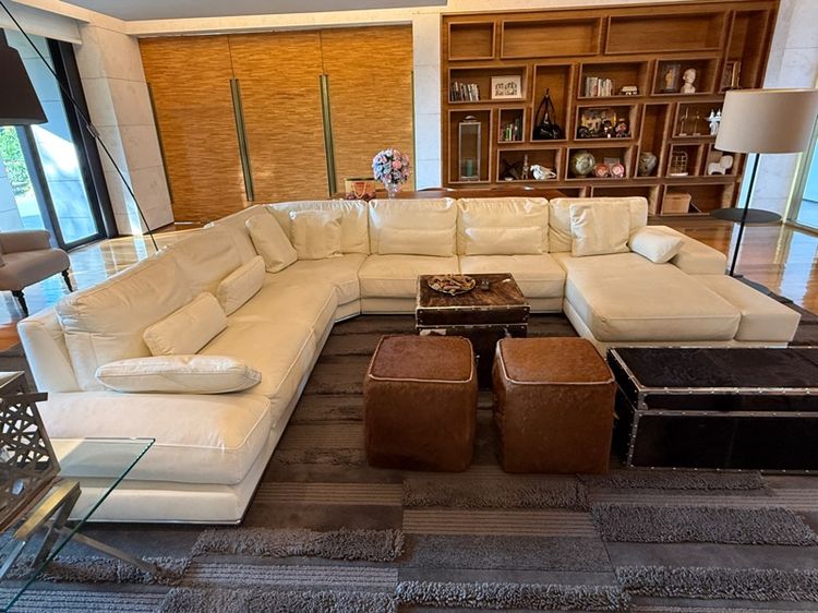 โซฟาหนังแท้ทั้งตัว รูปตัวยู หมอนขนเป็ด รูปที่ 3