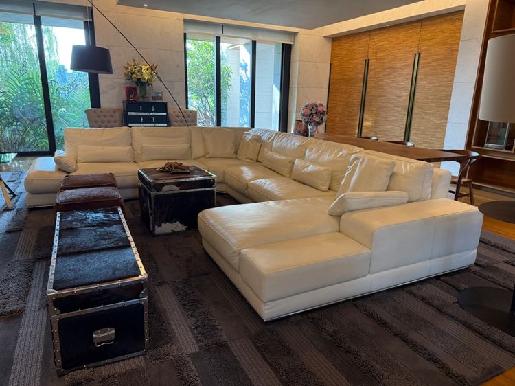 โซฟาหนังแท้ทั้งตัว รูปตัวยู หมอนขนเป็ด รูปที่ 2