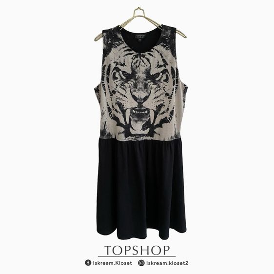 ดำ เดรสแขนกุดพิมพ์ลายเสือ จาก Topshop แท้ๆ