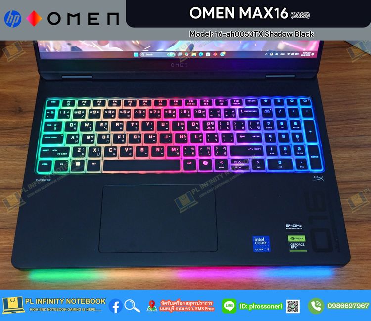  HP OMEN MAX16 เครื่องใหม่แกะกล่อง Model 16-ah0053TX Shadow Black Intel Core Ultra 9 275HX RTX 5070Ti 12GB 140W รูปที่ 8