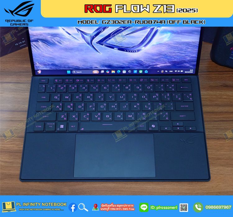ROG Flow Z13 2025 Model GZ302EA-RU087WA Off Black AMD Ryzen AI MAX+ 395 AMD Radeon 8060S Graphics Neural Processor AMD XDNA NPU up to 50TOPS รูปที่ 8