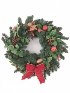 Christmas Wreath - Green Crestwood Spruce - Decorated with Pine Cones